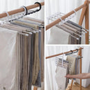 Kit Com 2 Cabides Multiuso 5 em 1 Aço Inox Guarda Roupa Organizador Cabideiro de Calças Camisetas