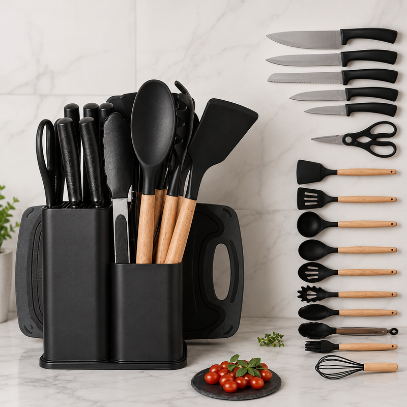 Kit Cozinha 19 Peças Premium -  Silicone Antiaderente