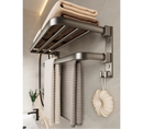 Porta Toalha Suporte Toalheiro Banheiro Duplo Aço Inox Premium Retratil 90° Sem adesivos, precisa fazer furos