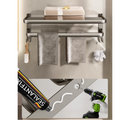 Porta Toalha Suporte Toalheiro Banheiro Duplo Aço Inox Premium Retratil 90° Sem adesivos, precisa fazer furos