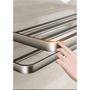 Porta Toalha Suporte Toalheiro Banheiro Duplo Aço Inox Premium Retratil 90° Sem adesivos, precisa fazer furos