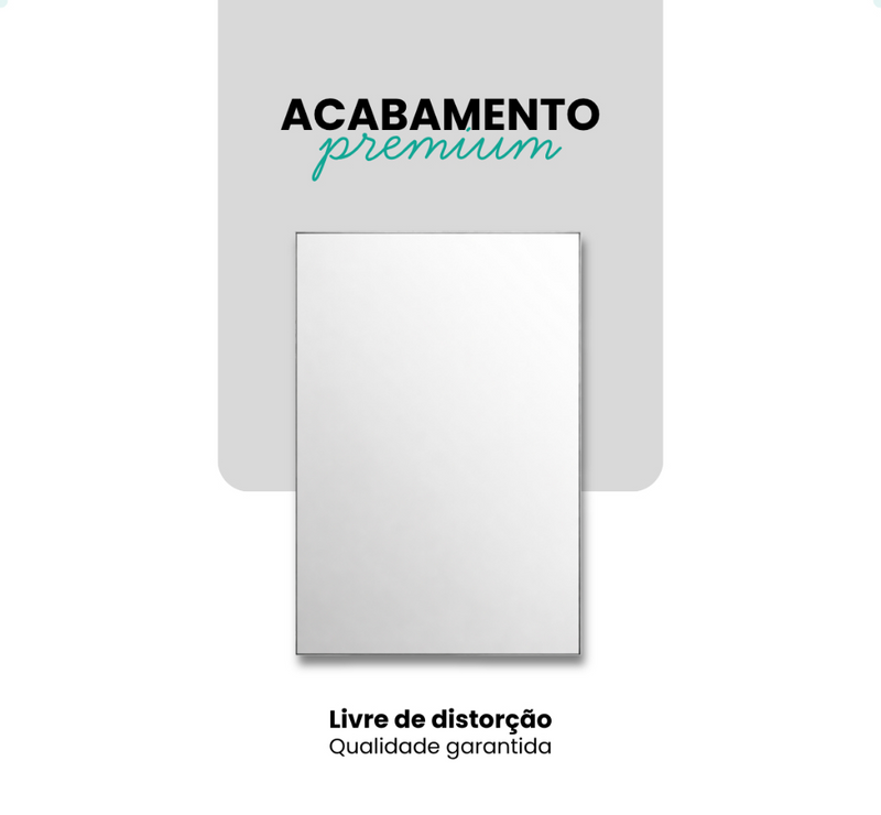Espelho Vildrex Florença 70x50cm Design Moderno Lapidado Decorativo Moderno para Banheiro Quarto Parede Sem Moldura Luxo