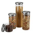 Porta Mantimento De Vidro Herméticos Kit Com 4 Potes Tampa De Inox