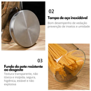 Porta Mantimento De Vidro Herméticos Kit Com 4 Potes Tampa De Inox