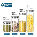 Porta Mantimento De Vidro Herméticos Kit Com 4 Potes Tampa De Inox