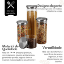 Porta Mantimento De Vidro Herméticos Kit Com 4 Potes Tampa De Inox