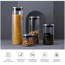Porta Mantimento De Vidro Herméticos Kit Com 4 Potes Tampa De Inox